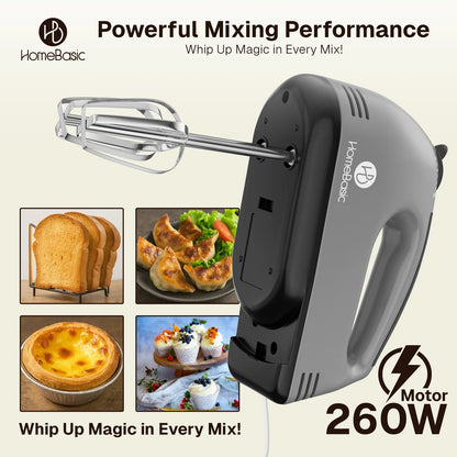 HomeBasic Hand Mixer 260W Cake Baking Kitchen Egg Whisker 1.0 Piece