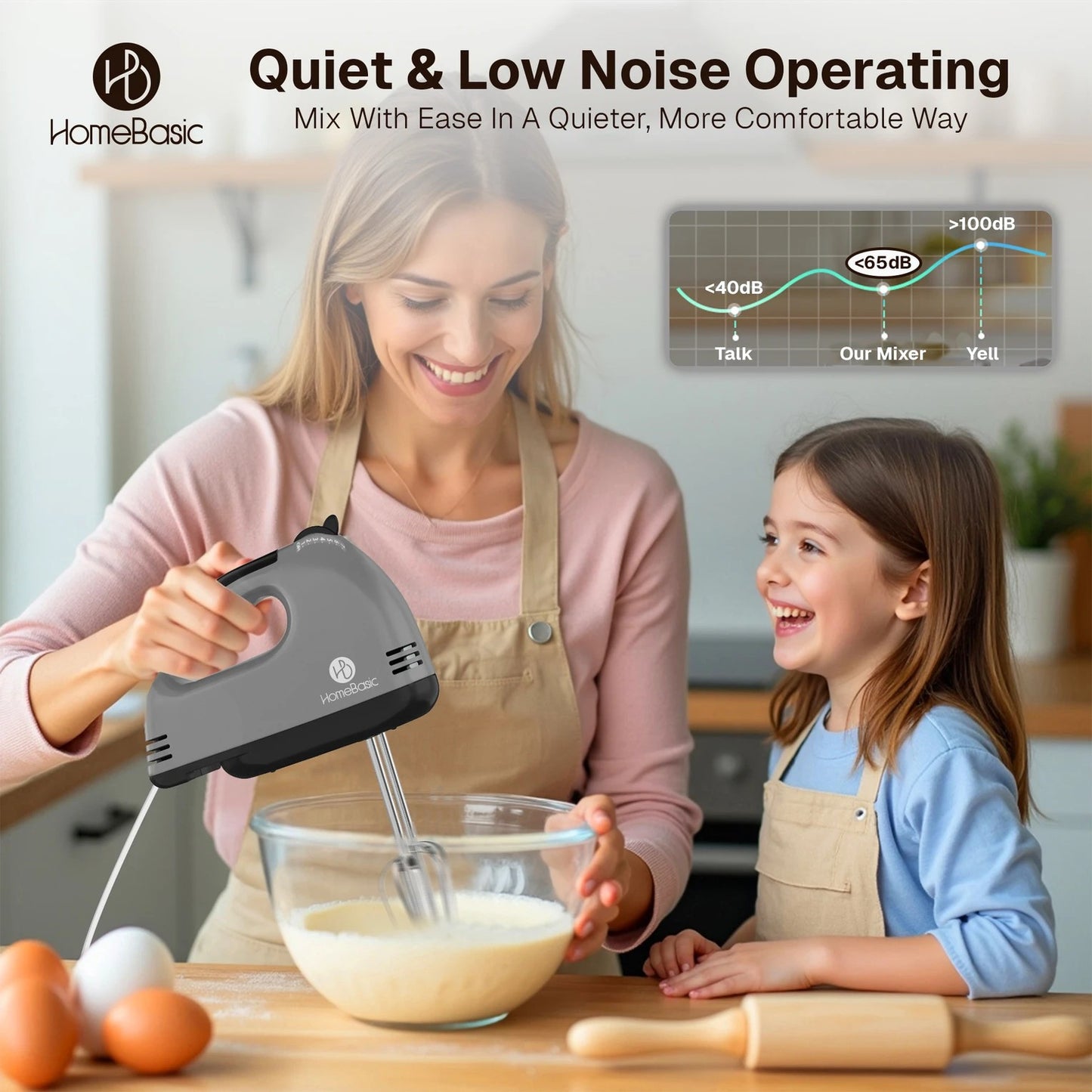 HomeBasic Hand Mixer 260W Cake Baking Kitchen Egg Whisker 1.0 Piece
