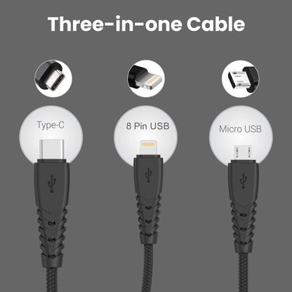 Portronics Konnect A Trio 3-in-1 Multifunctional Cable - Black 1.0 unit