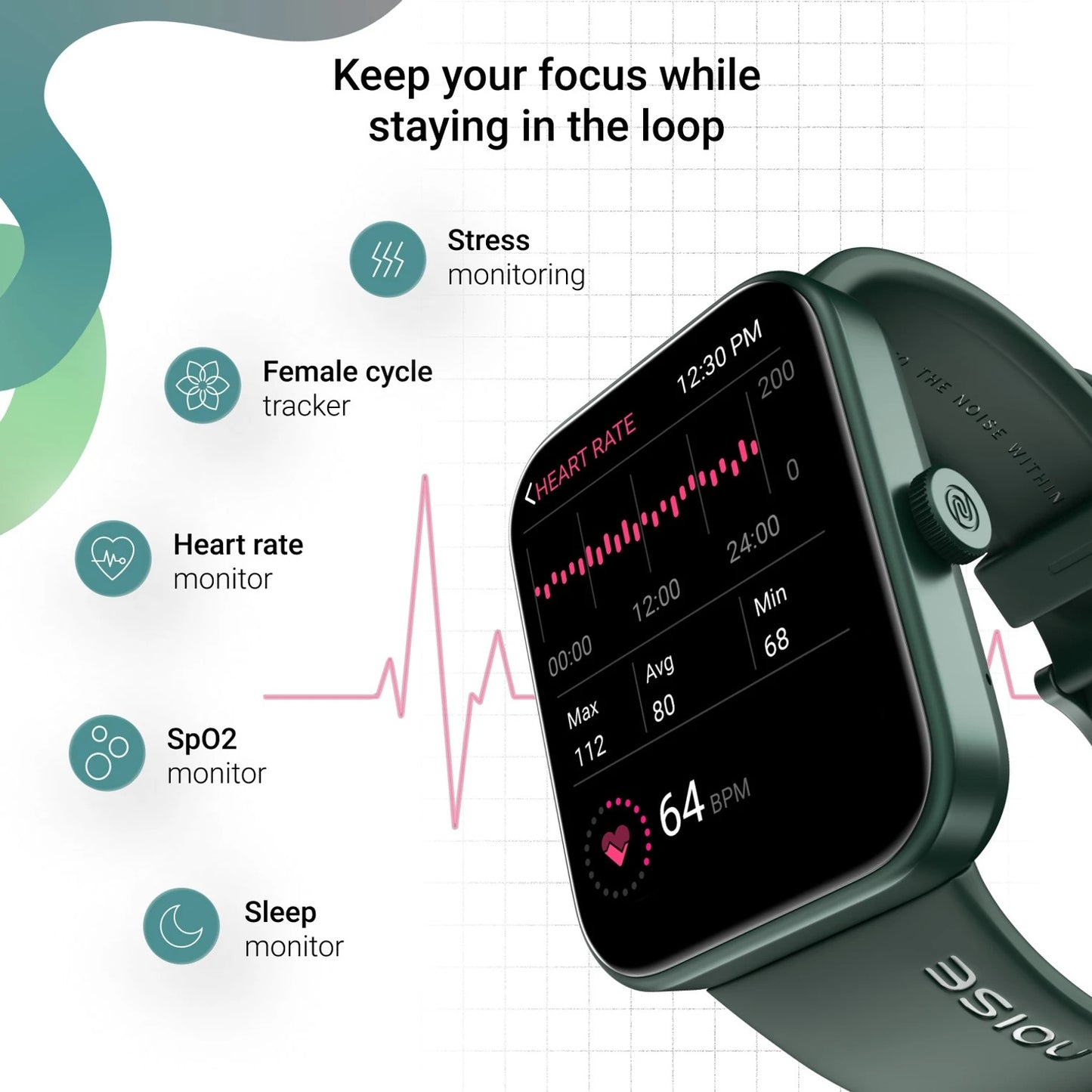 Noise Loop Smart Watch, 1.85 inches TFT Display, 7 Days Battery Life, Water Resistant, Bluetooth Calling (Black) 1.0 unit