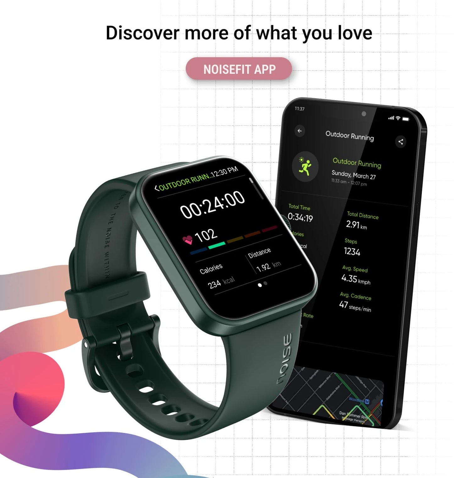 Noise Loop Smart Watch, 1.85 inches TFT Display, 7 Days Battery Life, Water Resistant, Bluetooth Calling (Black) 1.0 unit