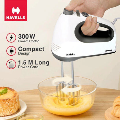 Havells Whisko Hand Mixer, Stainless Steel, 300W