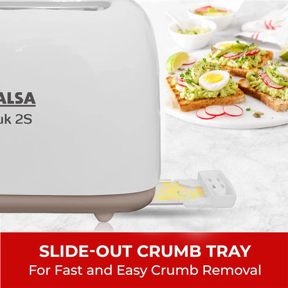Inalsa Cruk 2S 750 Watt 2 Slice Pop-Up Toaster with 6-Level Browning Control (White) 1.0 unit