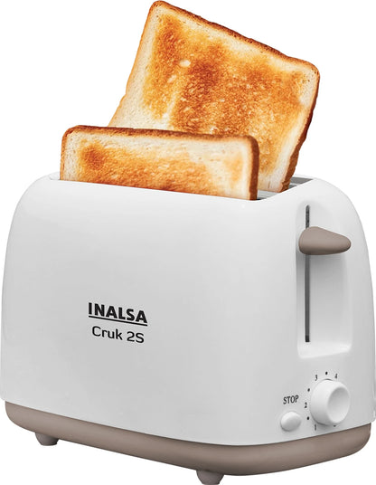 Inalsa Cruk 2S 750 Watt 2 Slice Pop-Up Toaster with 6-Level Browning Control (White) 1.0 unit