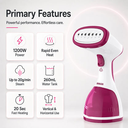 Inalsa Steamax Garment Steamer, 1200W (White & Red) 1.0 unit