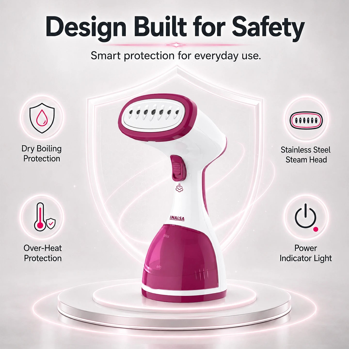 Inalsa Steamax Garment Steamer, 1200W (White & Red) 1.0 unit