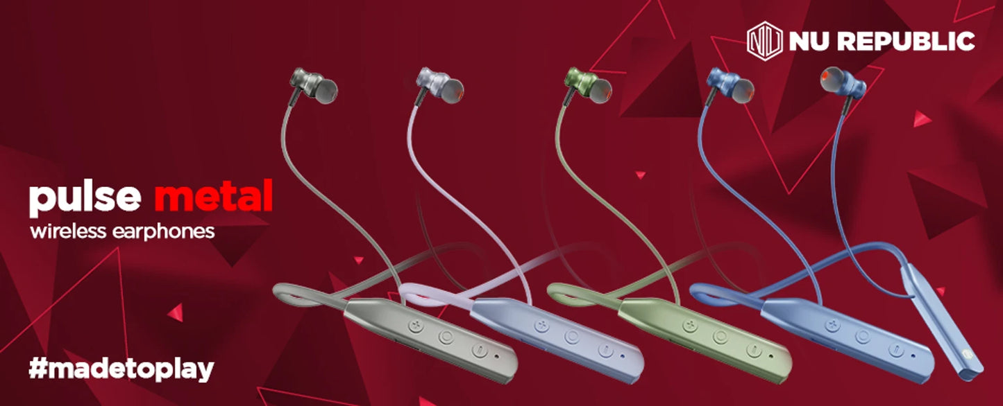 Nu Republic Pulse In-Ear Bluetooth Neckband With Mic, 50 Hrs Playtime, PNC, IPX4, Bluetooth v5.0 (Blue) 1.0 unit