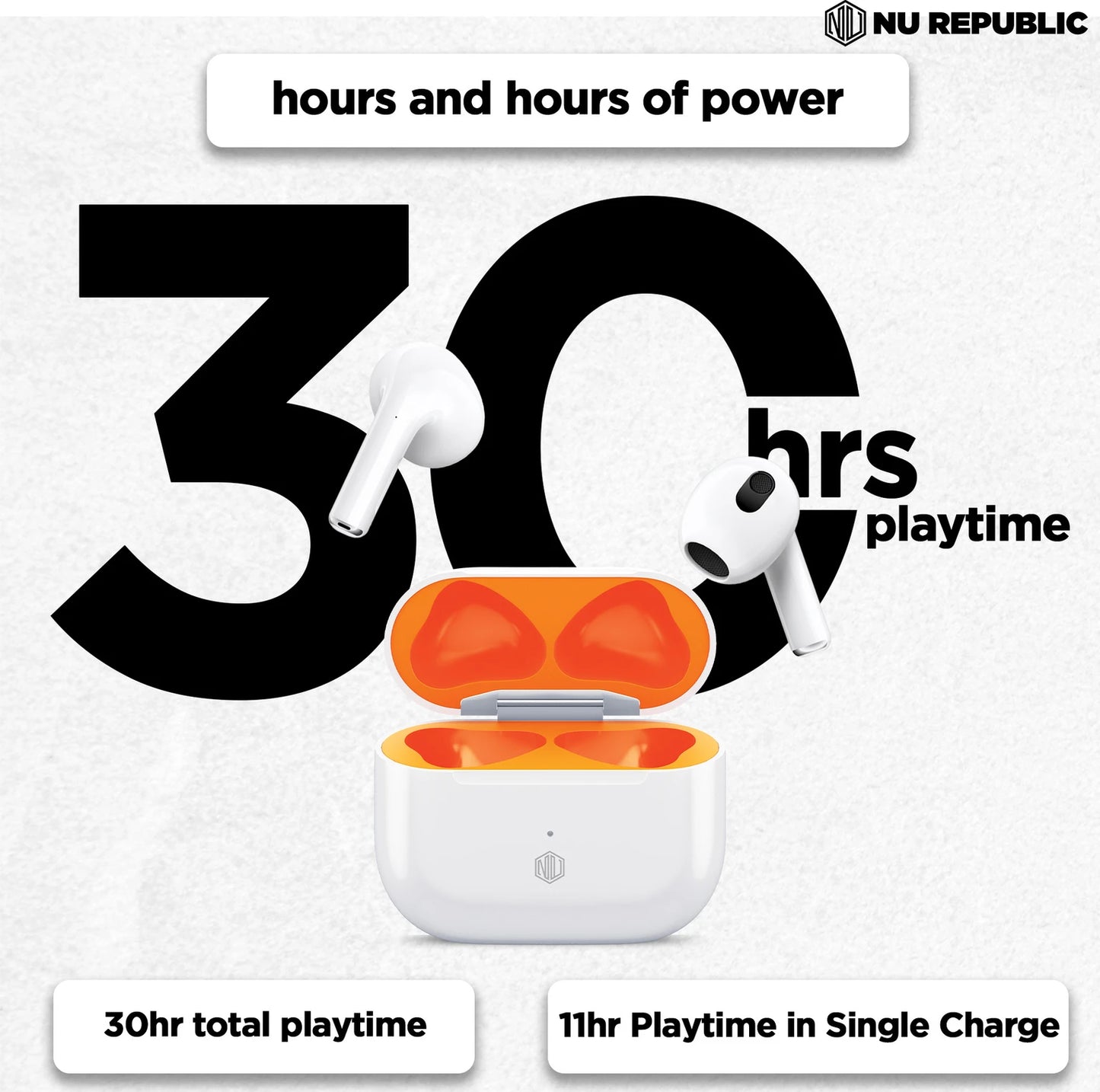 Nu Republic Urban 4 In Ear Truly Wireless Earbuds With Mic, 30 hours Playtime, ANC, IPX4, Bluetooth V5.0 (Orange) 1.0 Piece